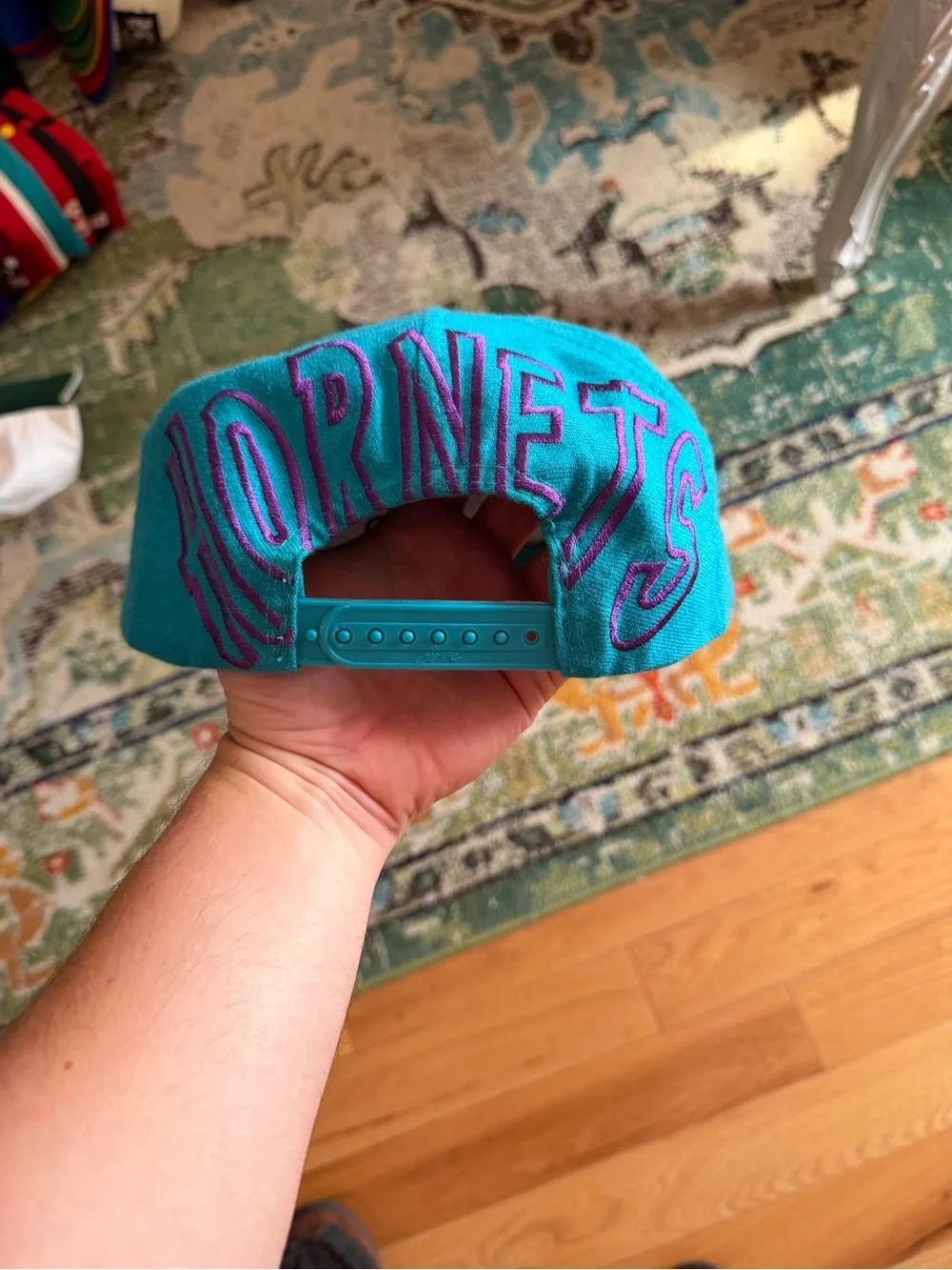 Charlotte Hornets Teal Basketball Cap with Embroidered Mascot